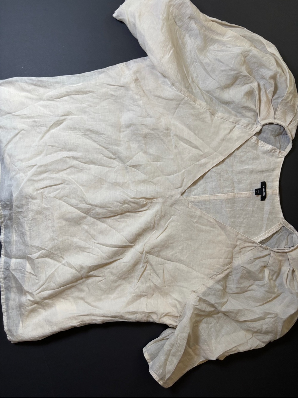 Light Cream V-Neck Linen Blend women’s Shirt